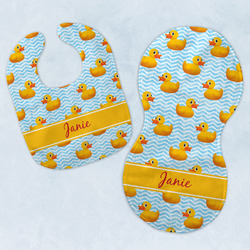 Rubber Duckie Baby Bib & Burp Set w/ Name or Text