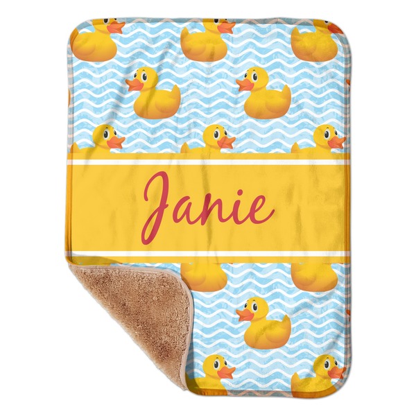 Custom Rubber Duckie Sherpa Baby Blanket - 30" x 40" w/ Name or Text