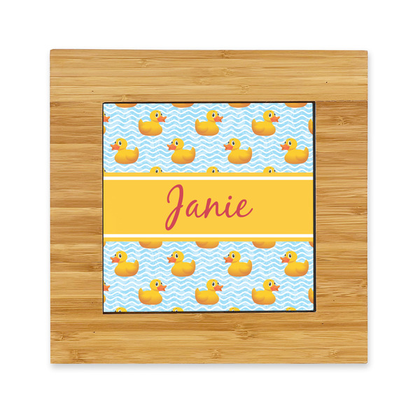 Custom Rubber Duckie Bamboo Trivet with Ceramic Tile Insert (Personalized)