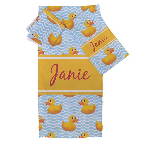 Custom Rubber Duckie Bath Towel Set - 3 Pcs (Personalized)