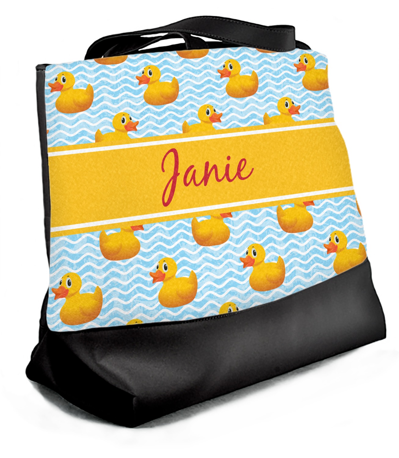 Rubber Duckie Beach Tote Bag Large Front (Personalized