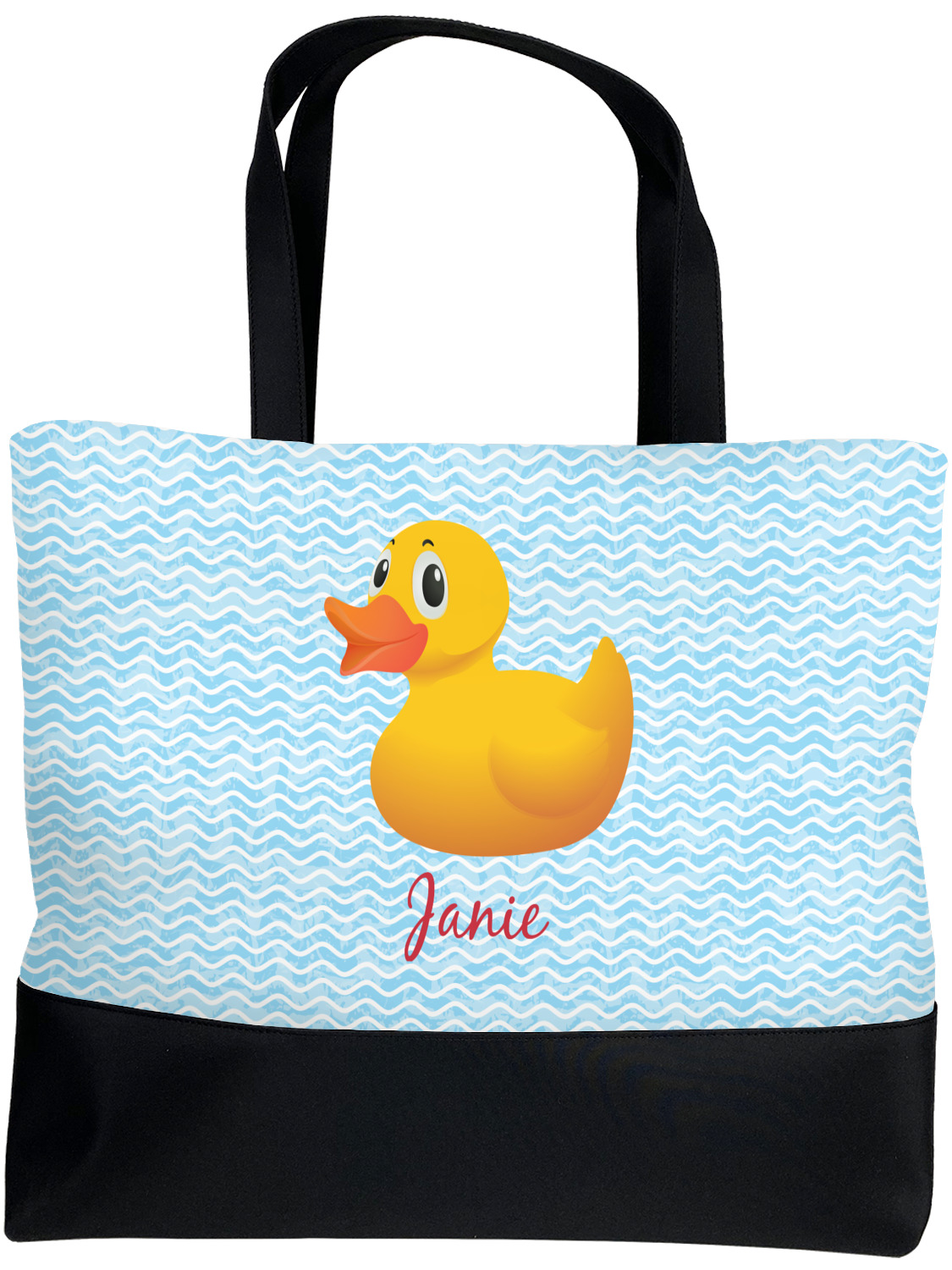 Rubber Duckie Beach Tote Bag Large w/ Name or Text YouCustomizeIt