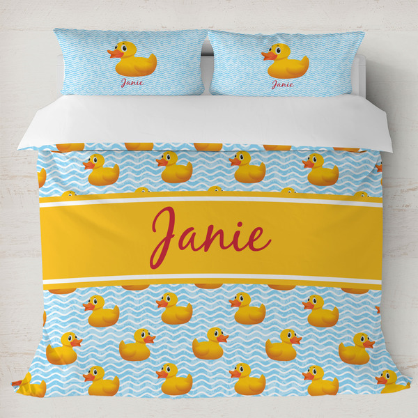 Custom Rubber Duckie Duvet Cover Set - King (Personalized)