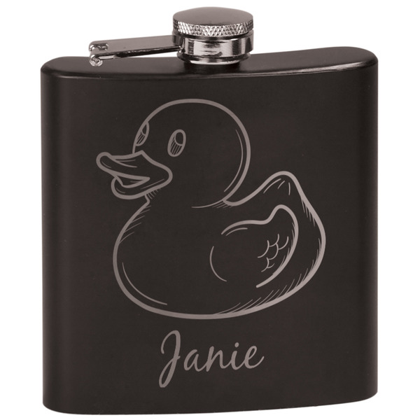 Custom Rubber Duckie Black Flask Set (Personalized)