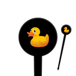 Rubber Duckie 4" Round Plastic Food Picks - Black - Double Sided