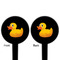 Rubber Duckie Black Plastic 4" Food Pick - Round - Double Sided - Front & Back