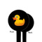 Rubber Duckie Black Plastic 4" Food Pick - Round - Single Sided - Front & Back