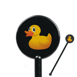 Rubber Duckie 5.5" Round Plastic Stir Sticks - Black - Single Sided
