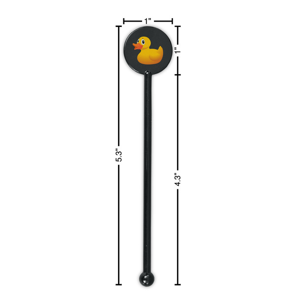 Rubber Duckie Black Plastic 5.5" Stir Stick - Round - Dimensions