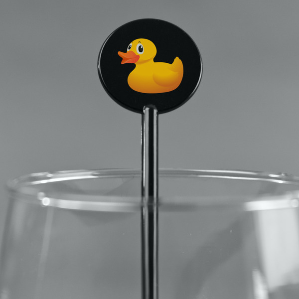 Rubber Duckie Black Plastic 5.5" Stir Stick - Round - Main