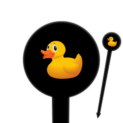Rubber Duckie 6" Round Plastic Food Picks - Black - Single Sided