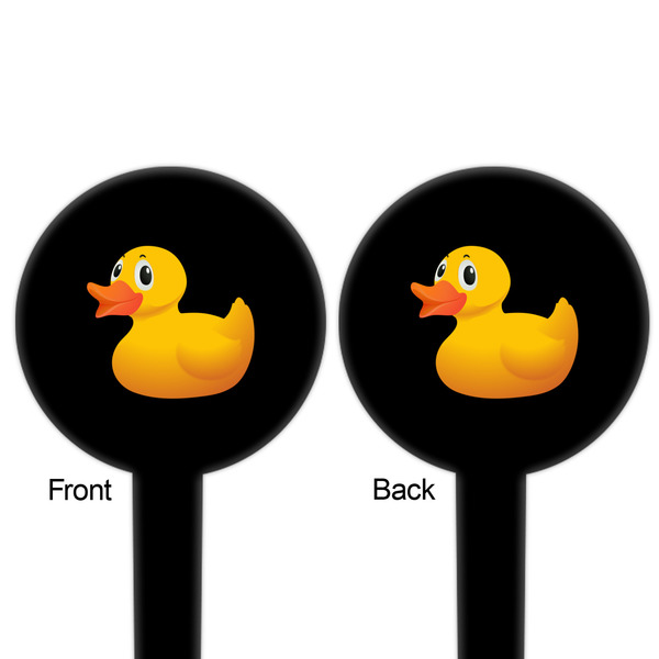 Rubber Duckie Black Plastic 6" Food Pick - Round - Double Sided - Front & Back