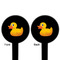Rubber Duckie Black Plastic 6" Food Pick - Round - Double Sided - Front & Back