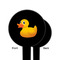 Rubber Duckie Black Plastic 6" Food Pick - Round - Single Sided - Front & Back