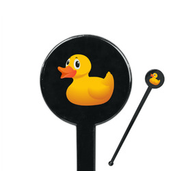 Rubber Duckie 7" Round Plastic Stir Sticks - Black - Single Sided