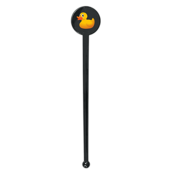 Rubber Duckie Black Plastic 7" Stir Stick - Round - Single Stick