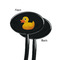 Rubber Duckie Black Plastic 7" Stir Stick - Single Sided - Oval - Front & Back