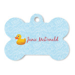 Rubber Duckie Bone Shaped Dog ID Tag - Large (Personalized)