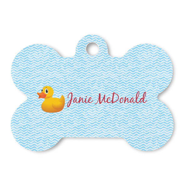 Custom Rubber Duckie Bone Shaped Dog ID Tag (Personalized)