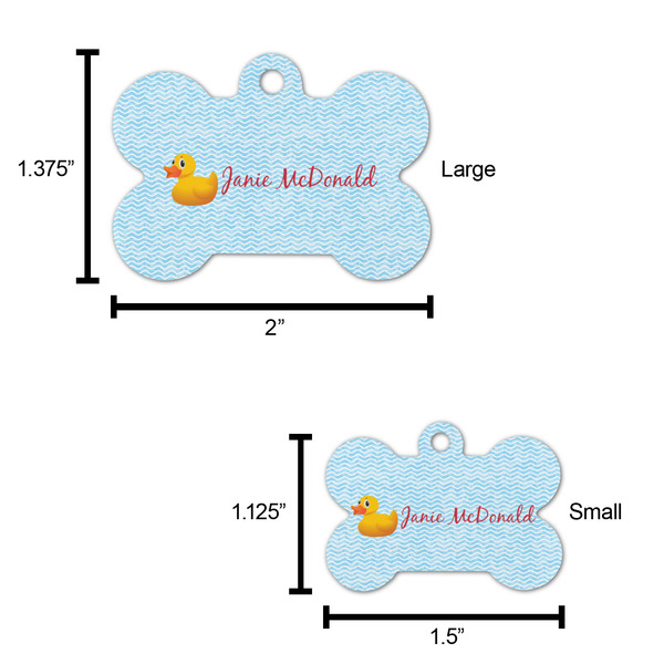 Rubber Duckie Bone Shaped Dog ID Tag - Large - Scale
