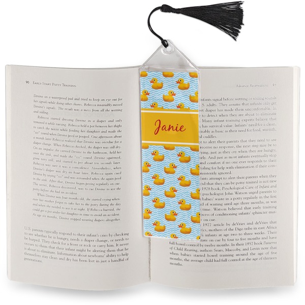 Rubber Duckie Bookmark with tassel - In book