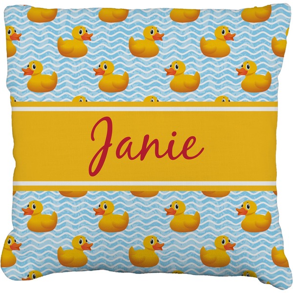 Custom Rubber Duckie Faux-Linen Throw Pillow 18" (Personalized)