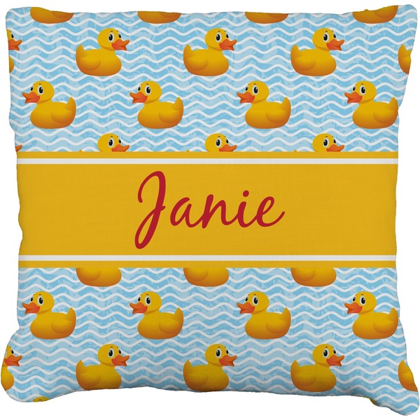 Custom Rubber Duckie Faux-Linen Throw Pillow 20" (Personalized)