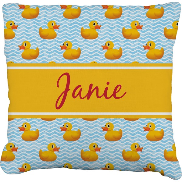 Custom Rubber Duckie Faux-Linen Throw Pillow (Personalized)