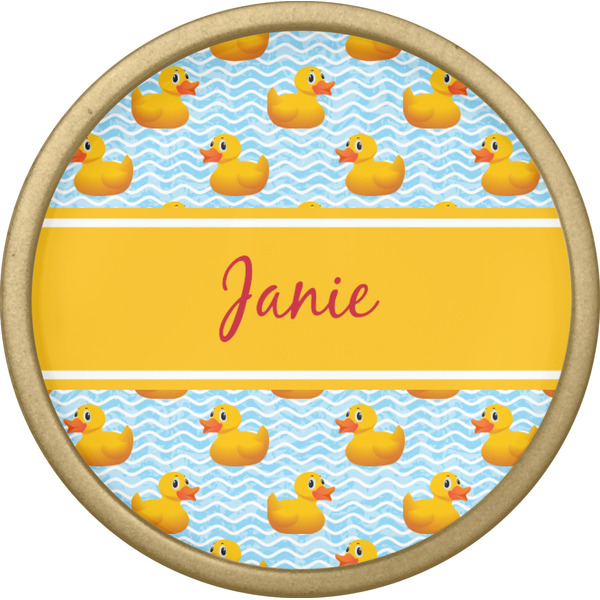 Rubber Duckie Cabinet Knob - Gold - Front