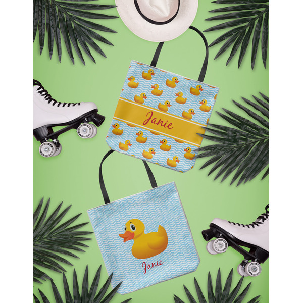 Rubber Duckie Canvas Tote Lifestyle Front and Back- 13x13