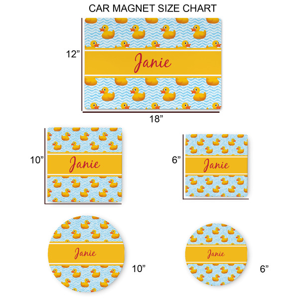 Rubber Duckie Car Magnets - SIZE CHART