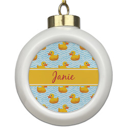 Rubber Duckie Ceramic Ball Ornament (Personalized)