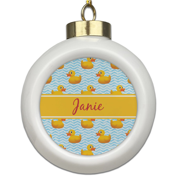 Custom Rubber Duckie Ceramic Ball Ornament (Personalized)