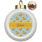 Rubber Duckie Ceramic Christmas Ornament - Poinsettias (Front View)
