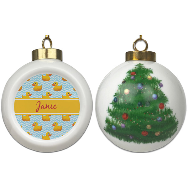 Rubber Duckie Ceramic Christmas Ornament - X-Mas Tree (APPROVAL)