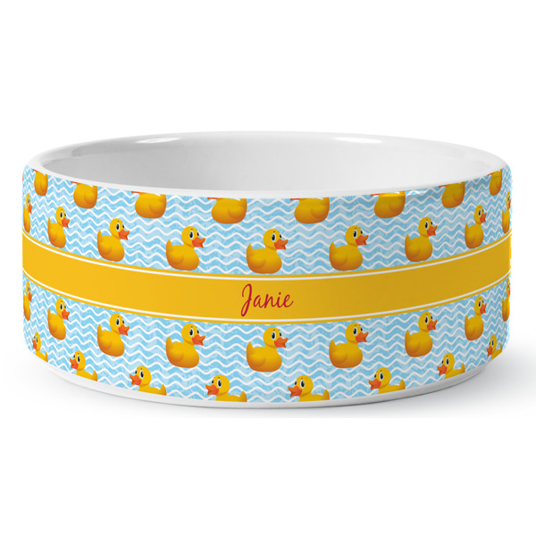 Rubber Duckie Ceramic Dog Bowl - Medium - Front