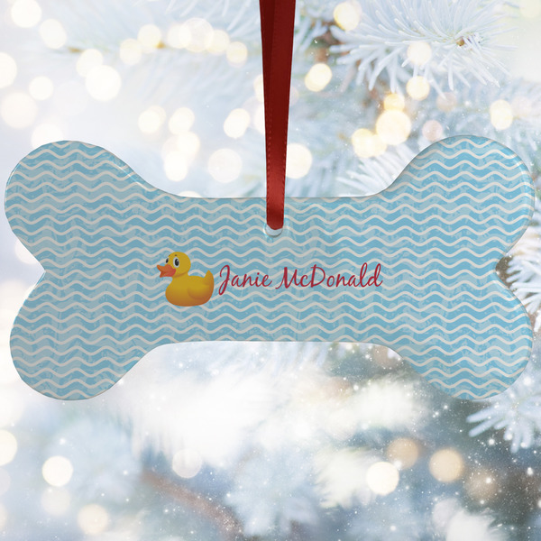 Custom Rubber Duckie Ceramic Dog Ornament w/ Name or Text