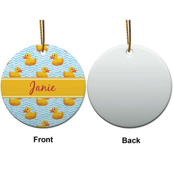 Rubber Duckie Ceramic Flat Ornament - Circle Front & Back (APPROVAL)
