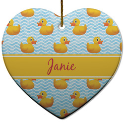 Rubber Duckie Heart Ceramic Ornament w/ Name or Text
