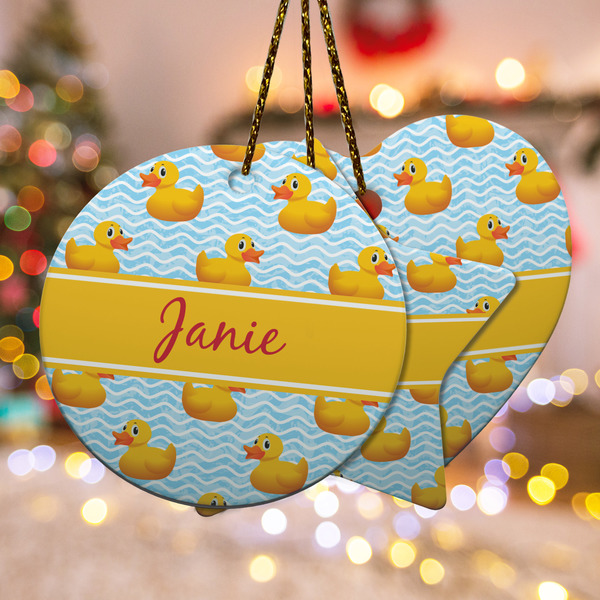 Custom Rubber Duckie Ceramic Ornament w/ Name or Text
