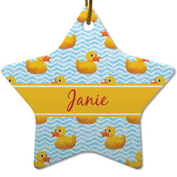 Rubber Duckie Star Ceramic Ornament w/ Name or Text