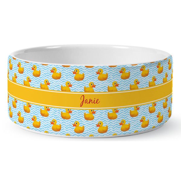 Custom Rubber Duckie Ceramic Dog Bowl - Medium (Personalized)