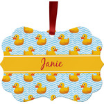 Rubber Duckie Metal Frame Ornament - Double Sided w/ Name or Text