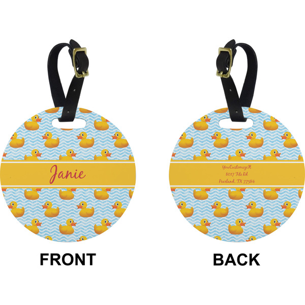 Rubber Duckie Circle Luggage Tag (Front + Back)