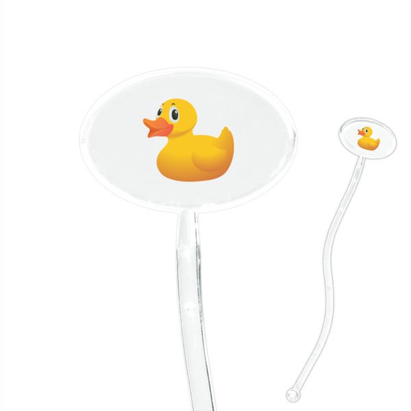Custom Rubber Duckie 7" Oval Plastic Stir Sticks - Clear