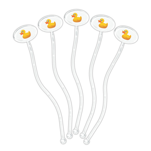 Rubber Duckie Clear Plastic 7" Stir Stick - Oval - Fan