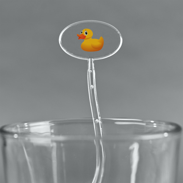 Rubber Duckie Clear Plastic 7" Stir Stick - Oval - Main