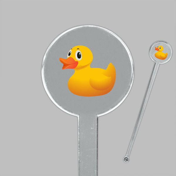 Rubber Duckie Clear Plastic 7" Stir Stick - Round - Closeup