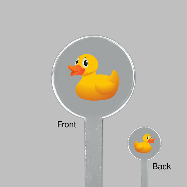Rubber Duckie Clear Plastic 7" Stir Stick - Round - Front & Back