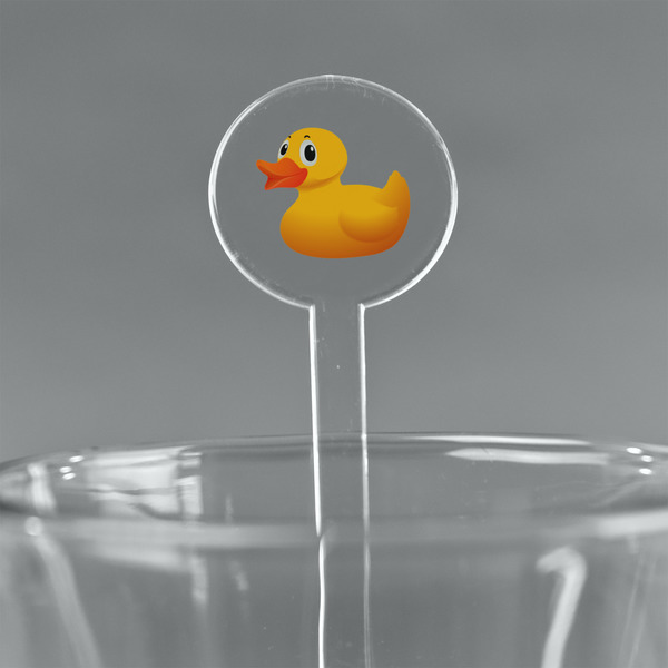 Custom Rubber Duckie 7" Round Plastic Stir Sticks - Clear